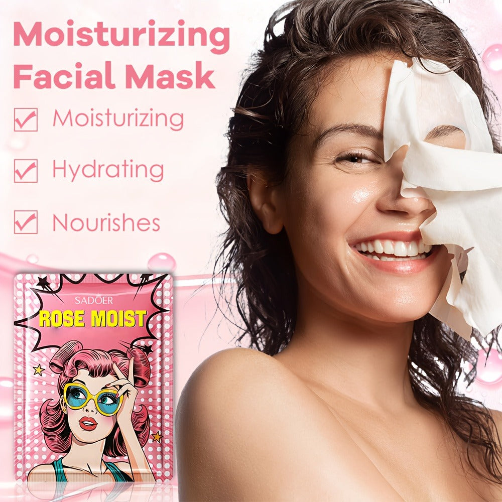 Rose Honey Strawberry Face Mask Set Eye Lip Masks Moisturizing Fruit Extract All Skin Types Skincare Gift Set 32pcs / 60pcs