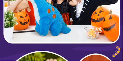 Plush Toy Blue Dinosaur with LED Glow and Optional Music for Colorful Interactive Display for Character Display, Room Decor and Gift