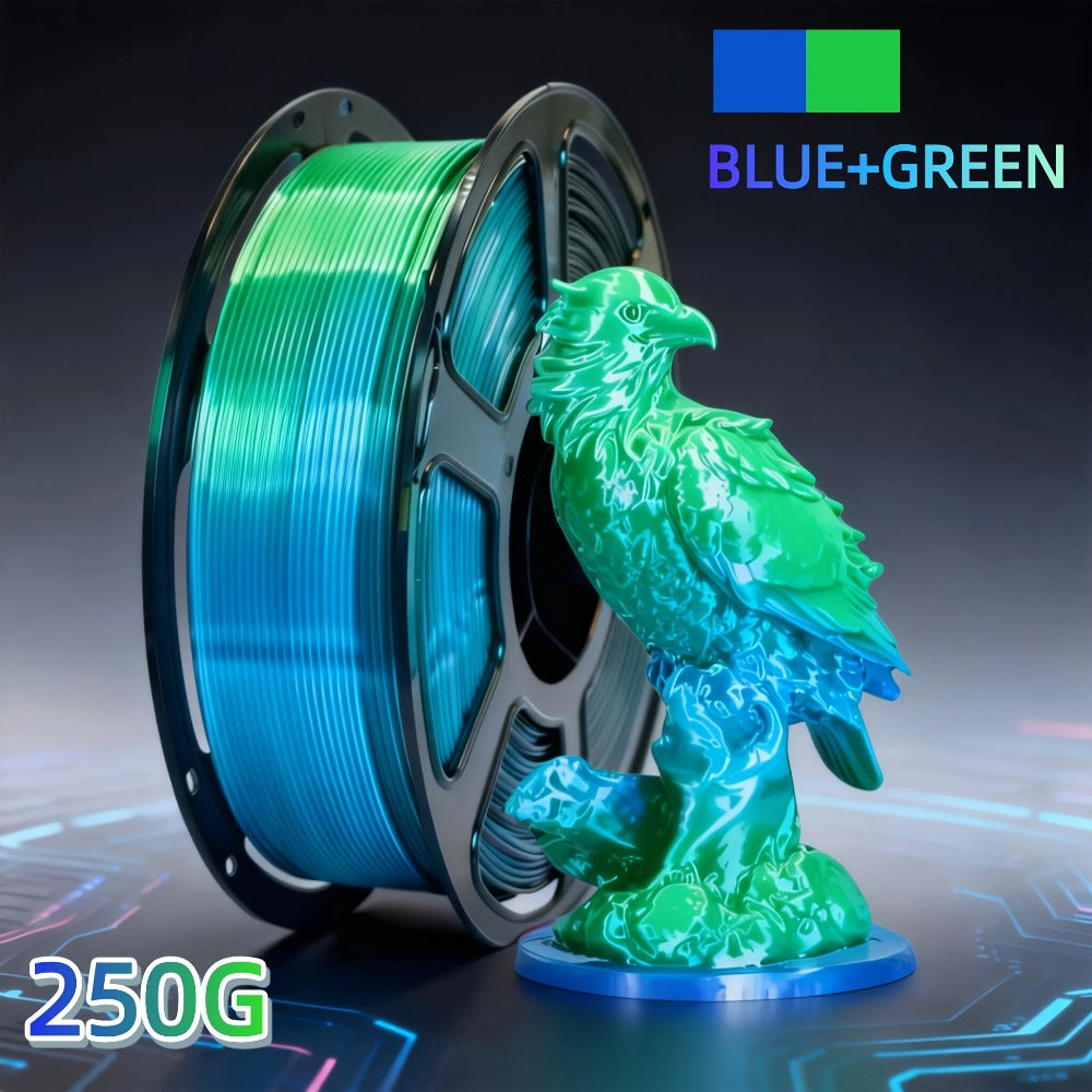 Dual Color PLA Filament 1.75mm 250g Vacuum Packed – Neatly Wound High Precision ±0.02mm Smooth Printing Two-Tone Gradient 3D Printer Filament | Dual Color PLA Spool for FDM 3D Printers Hobby Makers