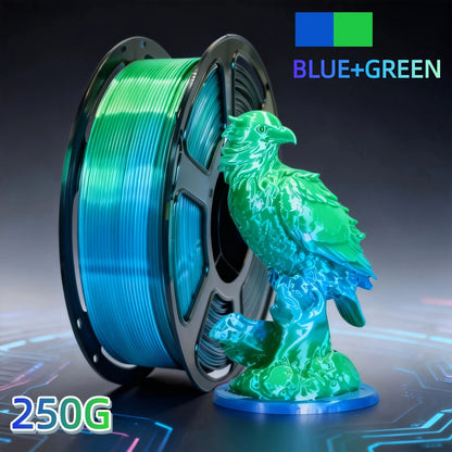 Dual Color PLA Filament 1.75mm 250g Vacuum Packed – Neatly Wound High Precision ±0.02mm Smooth Printing Two-Tone Gradient 3D Printer Filament | Dual Color PLA Spool for FDM 3D Printers Hobby Makers