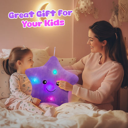 Purple Musical Star Plush Night Light with Color-Changing LEDs, 10 Lullabies, 15-Minute Timer and 13-Inch Design