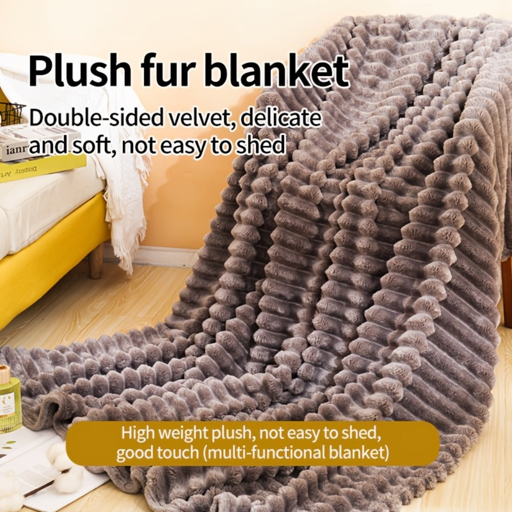 500gsm Heavy Plush Blanket – Ultra Thick Soft Warm Fluffy Blanket for Bed, Sofa & Travel, Baby to Double Size, 5 Colors