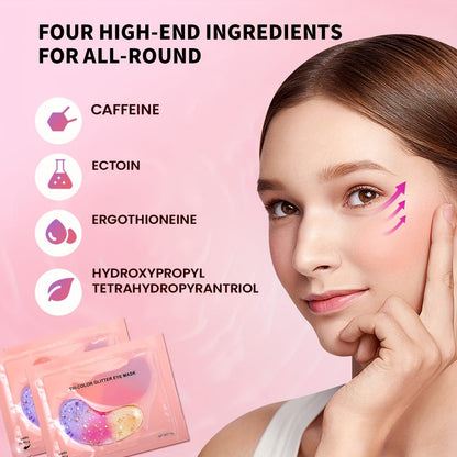 Glitter Under-Eye Patch Set with Pink, Purple and Gold Crescent Pads in a 12-Pair Checkout Pack