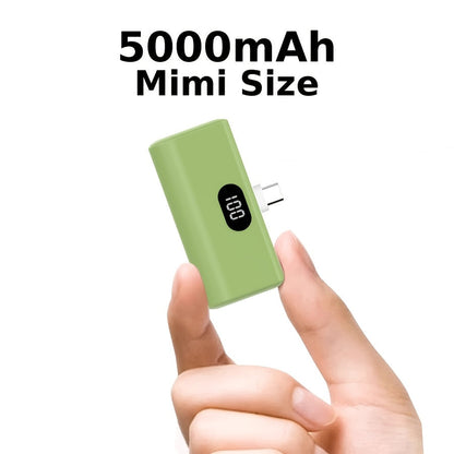 Mini Power Bank 5000mAh USB-C Foldable Plug Built-in Cable 10W Fast Charge LED Display Compact Portable Charger for iPhone 15 16 17 Samsung Android – Black White Pink Purple Green (1pc/2pcs)