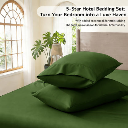 Bed Sheet Set 6-Piece Bamboo-Viscose Microfiber Blend with Twill Weave and 40–44 cm Pocket