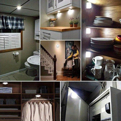 Four-Piece 8cm Square Battery Night Light Set with Motion Sensors and Cool-Light Checkout for Hallways