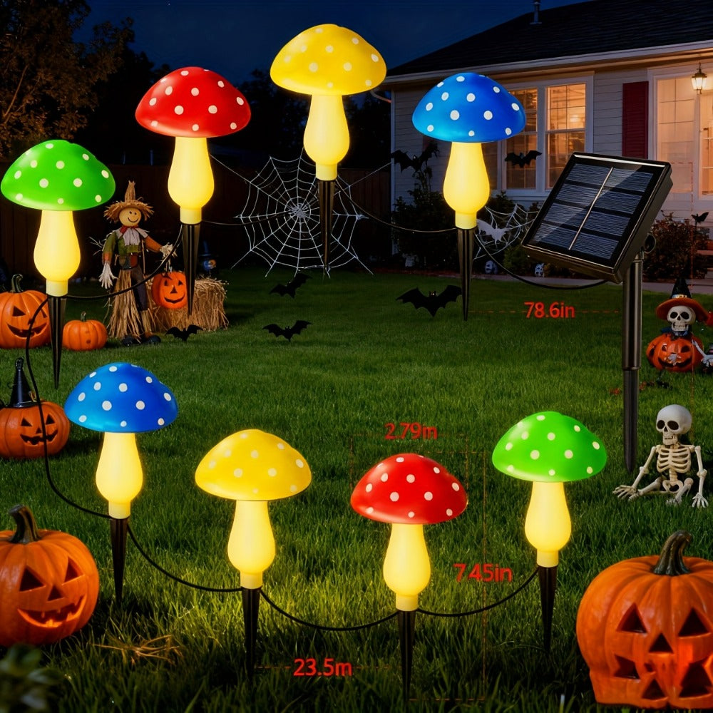 Solar Mushroom Lights Outdoor 8 Pack – 8 Lighting Modes, Color Changing Garden Stake Lights for Yard, Pathway, Halloween & Holiday Decor – Solar Powered Waterproof Mushroom Garden Lights