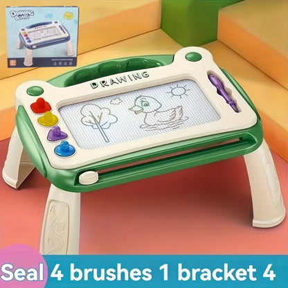 Three-Mode Magnetic Drawing Board with Four Stamps, Brush, Eraser Slider and Six Color Configurations