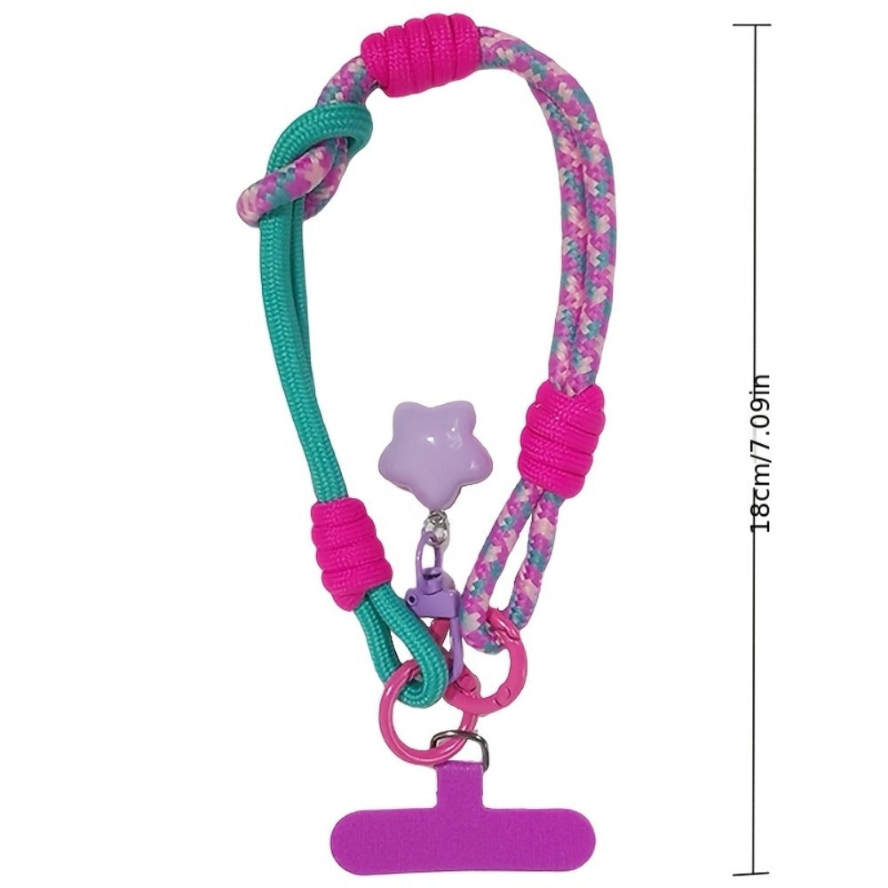 Nylon Phone Lanyard with Star Pendant Dual-Use Crossbody & Wrist Strap Adjustable Durable Neck Strap – 6 Colors for Outdoor Hiking Travel Festival Women Girls Teens Gift