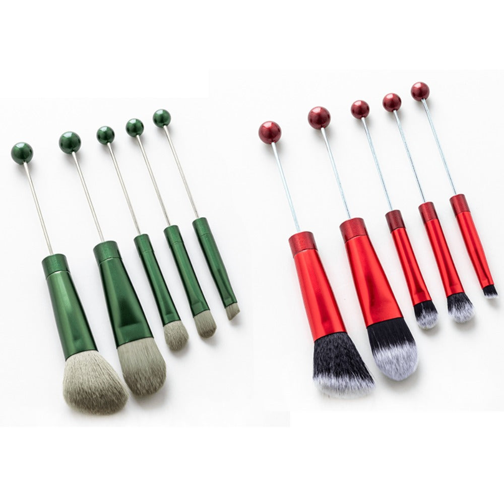 Makeup Brush Set, 10-Piece Bead-Ready ABS Handle Collection with Polyester Bristles and Eleven Color Options