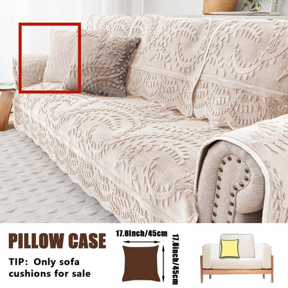 Sofa Cover Quilted Faux Rabbit Fur Plush Panels in 35.43-Inch Width with Seat, Pillowcase and Two-Piece Options