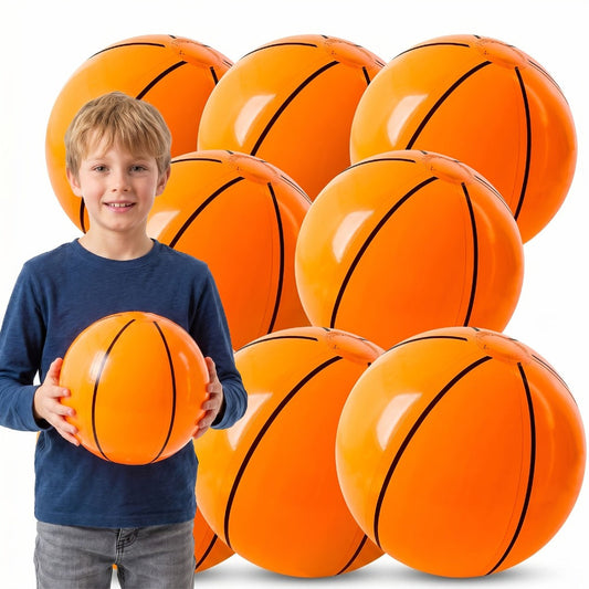 Inflatable Basketball Beach Ball 8 Pack 12 Inch for Birthday Party Decorations Pool Favors Goodie Bag Stuffers – Sports Theme Party Supplies for Kids, Father’s Day Game Night Poolside Fun Bulk Balloon Balls