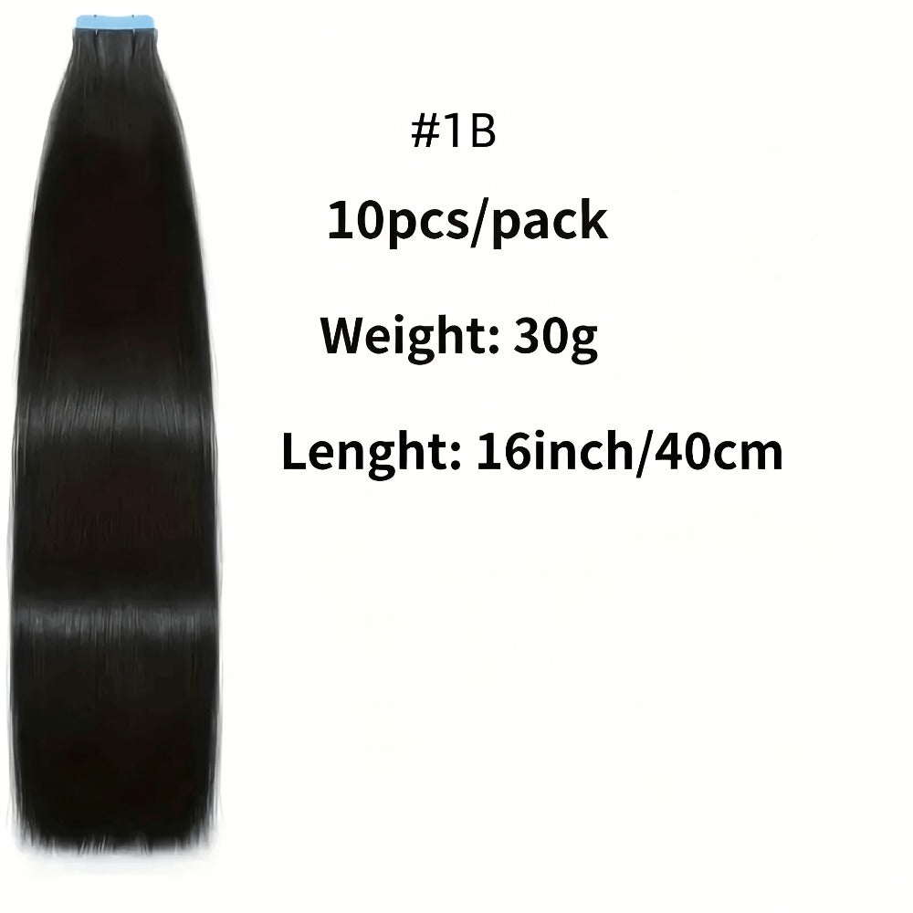 Straight Natural Black Tape-In Hair Extensions, 10-Piece 30 g Pack in 16-, 20-, 22- or 24-Inch Lengths