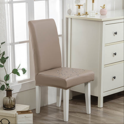 Chair Cover Set of 4 or 6 Stretch PU Leather Dining Slipcovers in Nine Available Color Choices