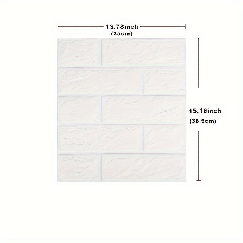 100-Piece 3D Foam Brick Wall Panel Set in Five Patterns with 13.78 x 15.16-Inch Self-Adhesive Tiles