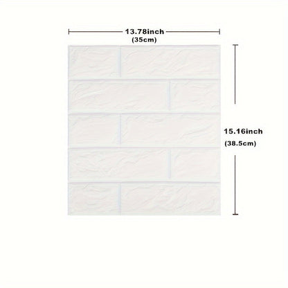 100-Piece 3D Foam Brick Wall Panel Set in Five Patterns with 13.78 x 15.16-Inch Self-Adhesive Tiles