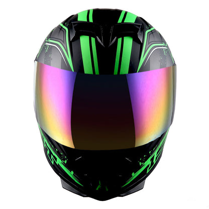 Motorcycle Helmet Full-Face Shell with Tinted and Spare Clear Shields, Quick-Release Buckle, Nine Styles and S-XL Sizes