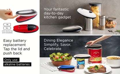 Electric Can Opener One Touch – Automatic 360° Rotation for All Can Sizes, Smooth Safe Edge, Battery Operated, Ideal for Seniors & Arthritic Hands, Kitchen Gadget