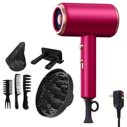 Hair Dryer Hair Styling Tool with 1600W Motor, Six Attachments and Six Color Options for Home Use