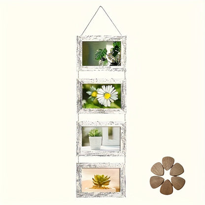 Four-Frame 4 x 6-Inch Hanging Photo Collage with Mats and White or Brown Checkout Color Options