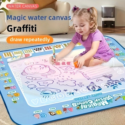 Water Canvas Drawing Mat for Kids Reusable Mess-Free – Magical Paint with Water Art Toy 80x60cm Ocean Animal Designs Screen-Free Creative Gift for Boys Girls Toddlers Ages 3+ Gift Box Option