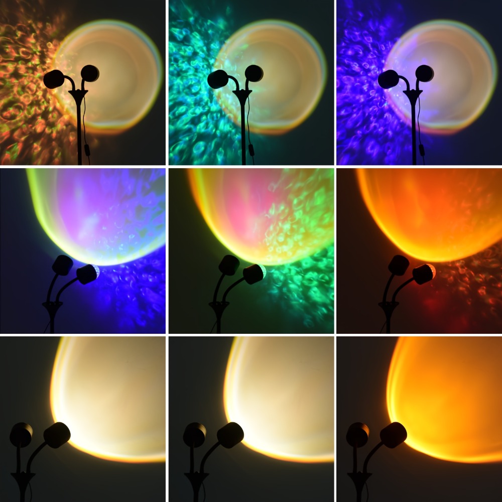 Black Dual-Head Floor Projector Lamp with Two Adjustable Spot Heads, Remote and Color Discs