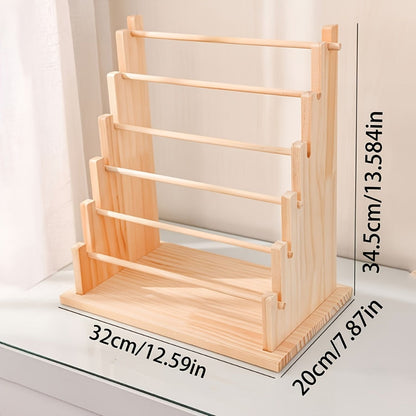 Jewelry Organizer 6-Tier Wooden Stepped Display Tower with Removable Bead Trays for Bracelets and Watches