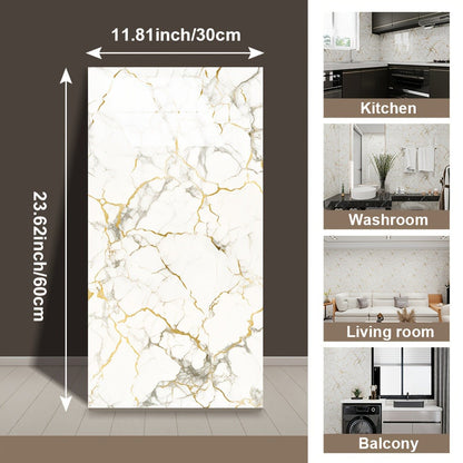 Peel and Stick Marble Wall Tiles - Self-Adhesive Waterproof Backsplash Panels for Kitchen Bathroom Living Room, Easy Install DIY Wall Sticker Decor (23.62"x11.81", 20/40 Pack)