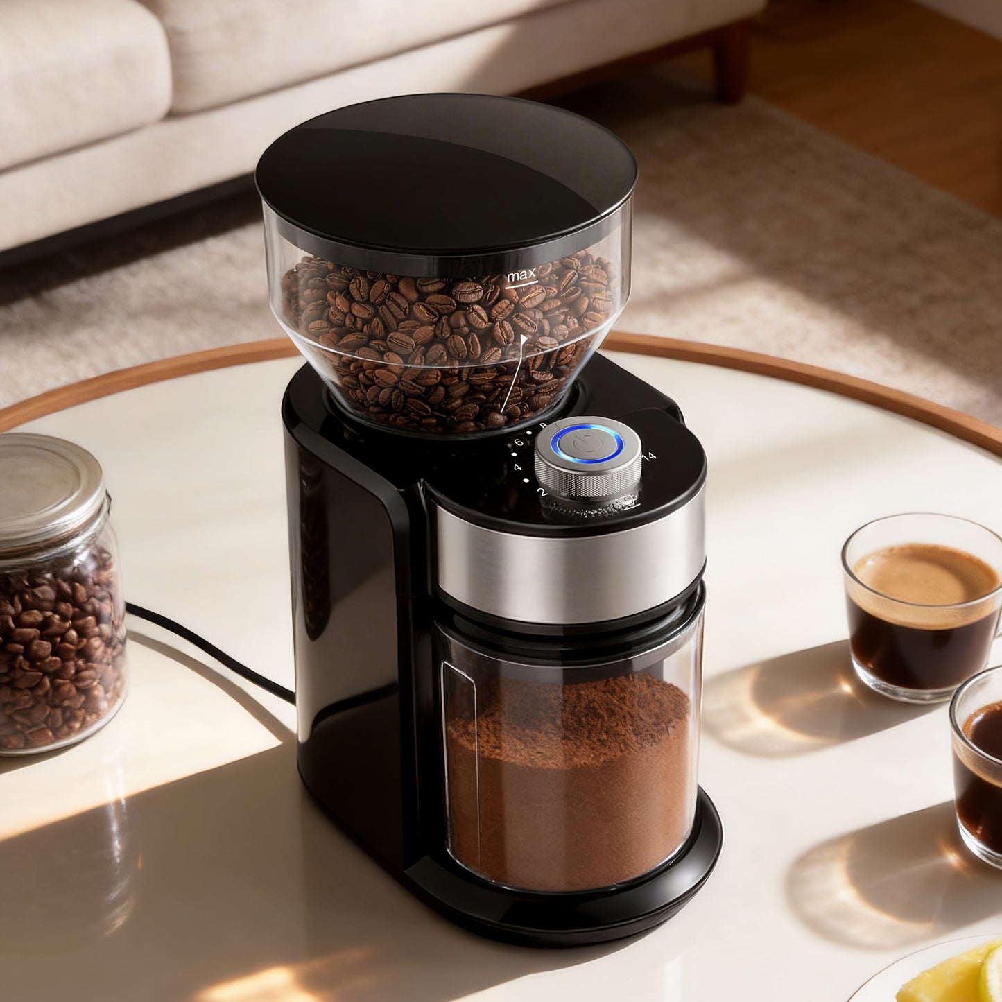 Burr Coffee Grinder Electric – 16 Grind Settings Adjustable Burr Mill Coffee Bean Grinder for 2–14 Cups, Espresso Drip Pour Over French Press