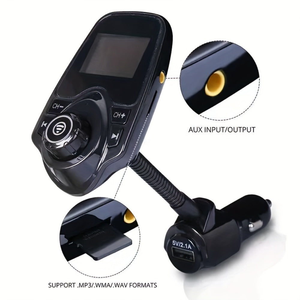 Bluetooth 5.0 Car FM Transmitter Adapter Hands-Free Calling Dual USB Quick Charge Car MP3 Player Wireless Car Kit for iPhone Android Music Streaming