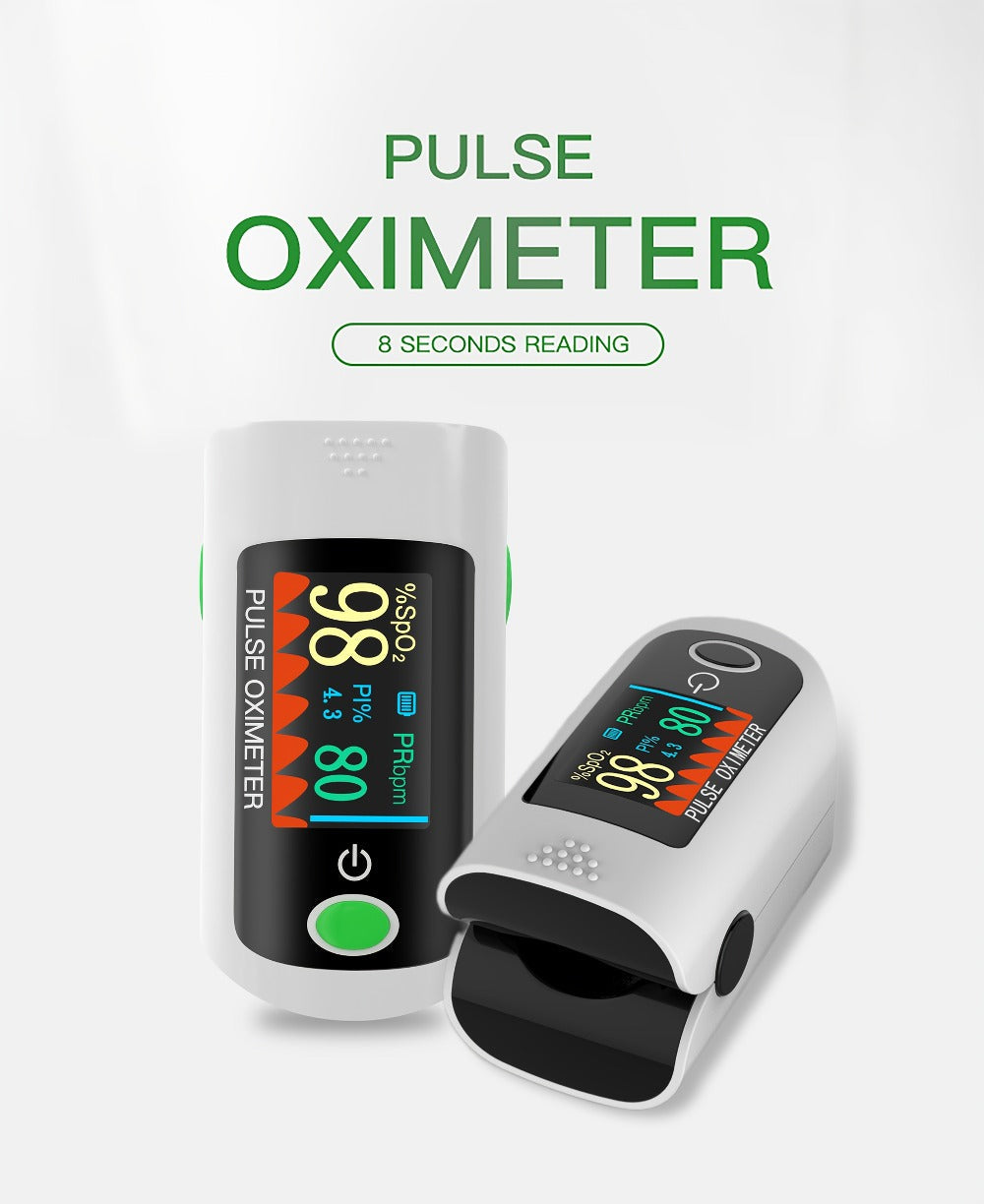 Two-Piece Fingertip Pulse Oximeter Set with Color Display in Black or Blue Checkout Options