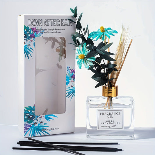 Reed Diffuser Set with Real Flowers - 4.05 oz 120ml Scented Home Fragrance Aromatherapy Diffuser Sticks for Bedroom Bathroom Living Room Office Gift