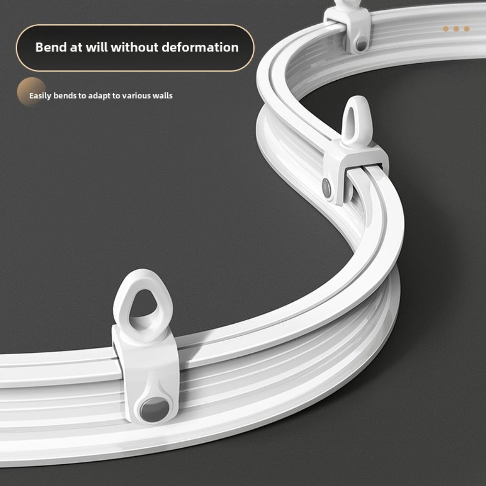 Flexible Curtain Rail Track – Bendable PVC Ceiling Mount Curtain Rod for Bay Window, Bathroom & Home Decor, Trim-to-Fit Monorail Curtain Track System