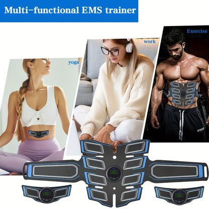 EMS Muscle Stimulator Fitness Belt 3-Piece Set 6 Modes 18 Intensity Levels USB Rechargeable Full Body Relaxation Massager