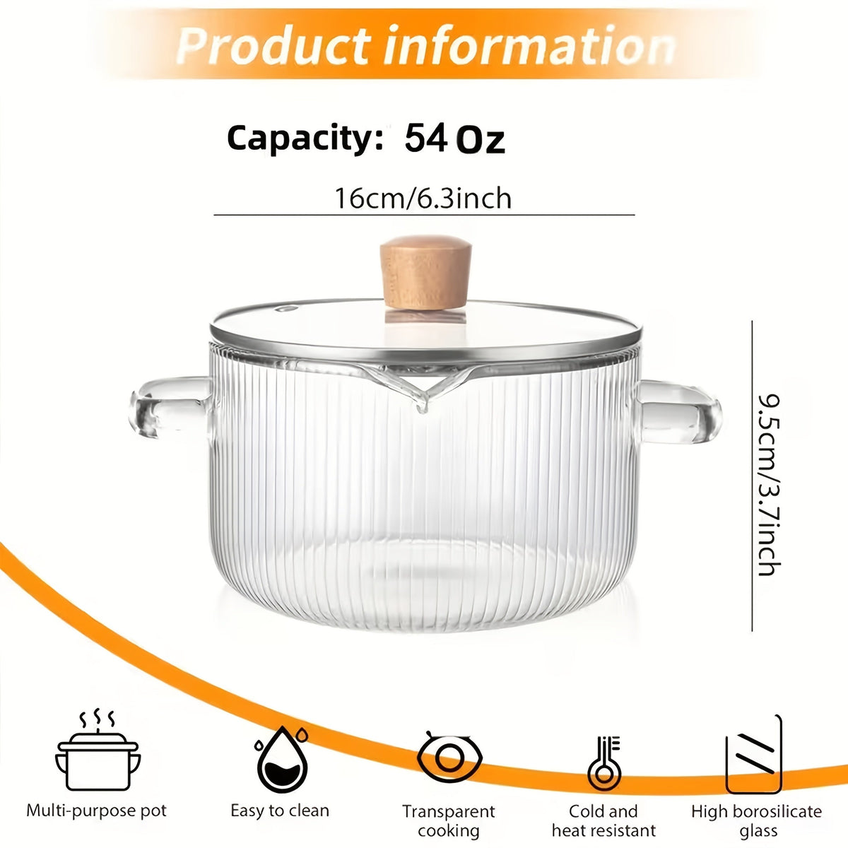 Glass Saucepan Set 2-Pack Stovetop Safe Borosilicate Ribbed Pots with Lids – 78oz & 54oz Heat Resistant Cookware for Soup, Ramen, Milk | Transparent Glass Pot Kitchen Cooking Set with Baking Mat
