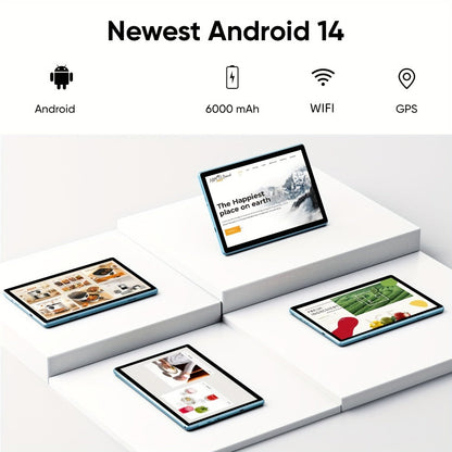 Android Tablet 10.1-Inch with Android 14, 6GB Total RAM, 64GB Internal Storage and 6000mAh Battery