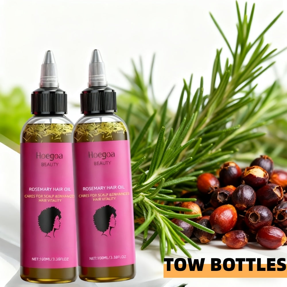 Hair Oil Hoegoa Rosemary Two-Bottle 100ml Gift Set with Pointed Applicators for Hair and Scalp Application