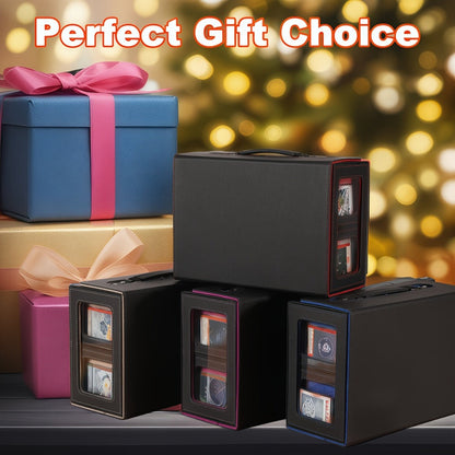 Five-in-One Trading Card Storage Box with Detachable Dividers, Display Windows and Four Colors