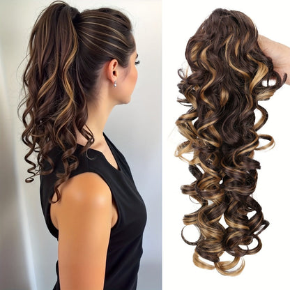 Hair Extensions Kinky-Curly 16-Inch Synthetic Ponytail with Claw Clip and Seven Color Options