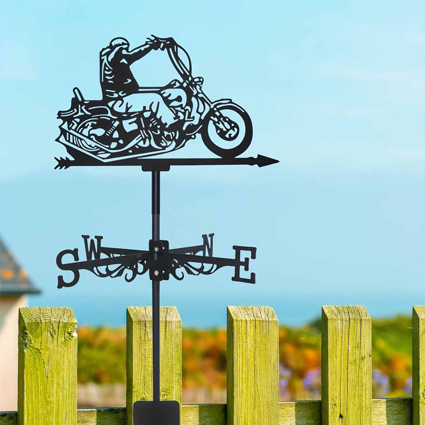 Weathervane | Metal Motorcycle Garden Yard Roof Wind Direction Decor