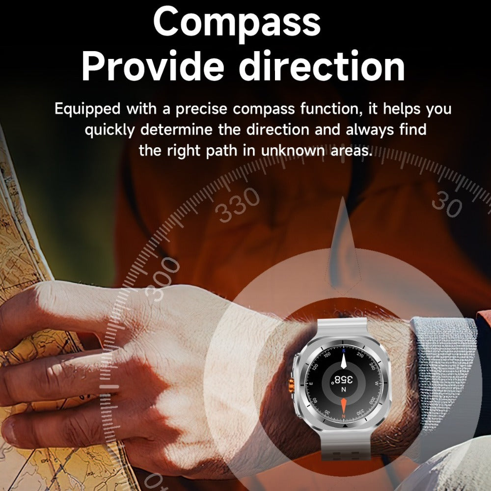 Smart Watch Round Display with Wireless Calling, Custom Faces and Orange, Black, White or Blue Band