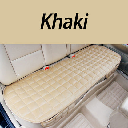 Car Seat Cushion Plush Plaid – Memory Foam, Non-Slip, Soft & Breathable, Universal Fit, Hand Washable, Front & Rear Options (Black / Khaki)
