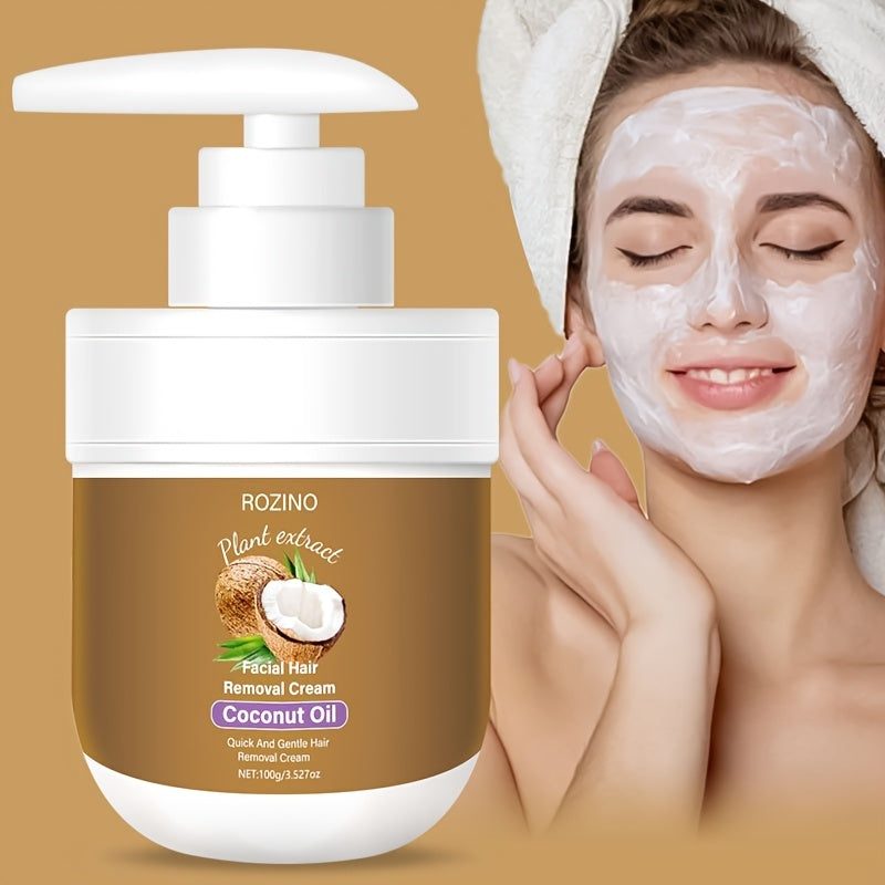 Hair Removal Cream ROZINO 100g Coconut Essence and Aloe Pump Jar with Carton for External Body Grooming