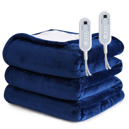 Electric Blanket with Temperature Control and Timer – Extra Large Flannel Heated Blanket, 8 Levels 10-Hour Auto-Off, Machine Washable, PTC+NTC Overheat Protection, Throw Twin Full Queen King