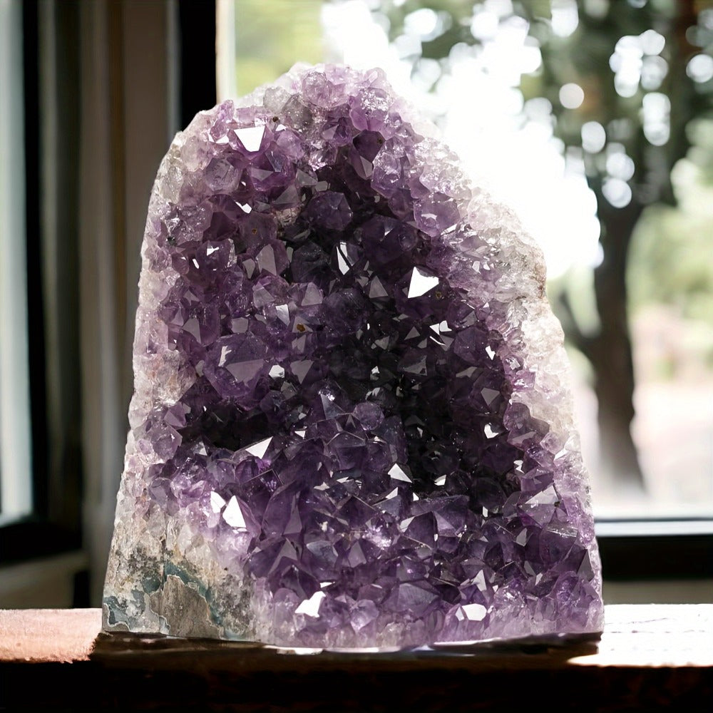 Purple Crystal Geode-Style Decor Cluster with Three Weight-Range Options and Polished Display Edges