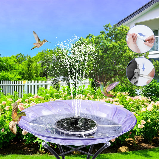 Bird Bath Fountain Solar 3.5W LED Lights 3000mAh Battery IPX8 7 Nozzles