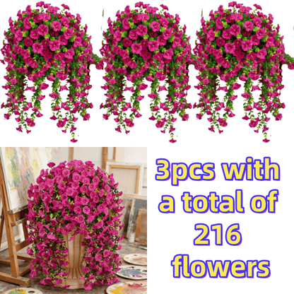 Three-Piece Artificial Rose Vine Garland with 216 Listed Flowers in Twelve Exact Color Combinations