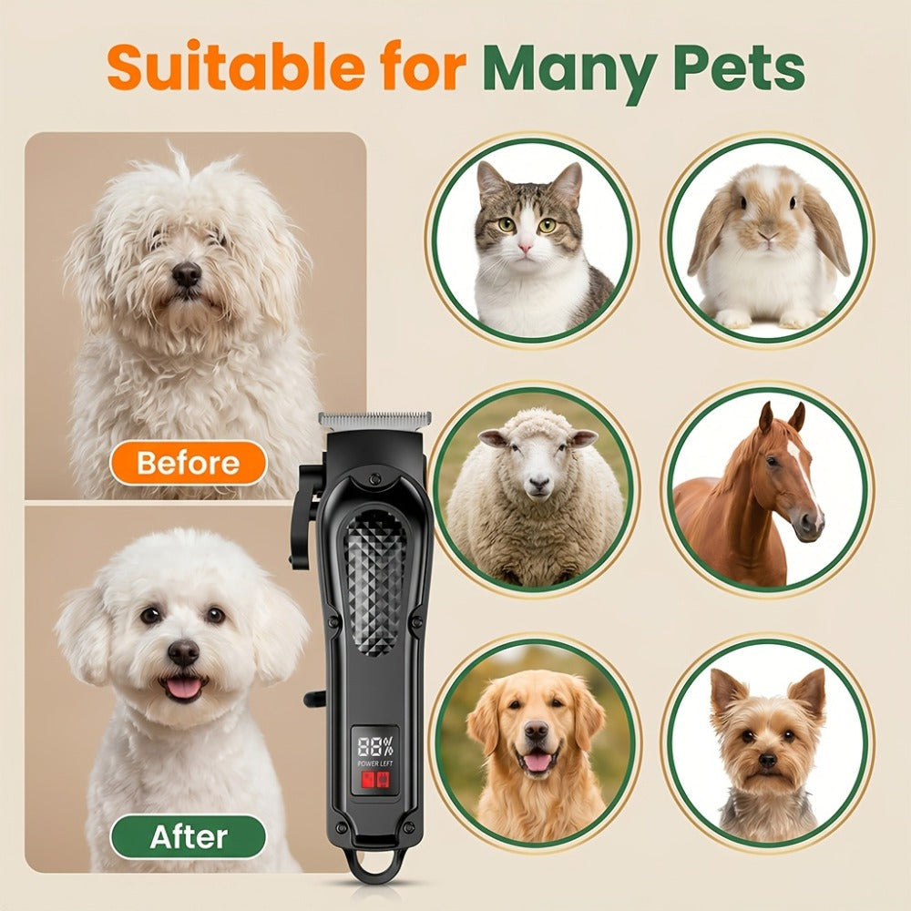 2-Piece Hair Clipper Set with Full-Size Clipper, Detail Trimmer, Guide Combs and USB Charging Accessories