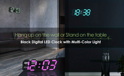 9.7-Inch RGB LED Wall and Desk Clock with Remote, Alarm, Date, Temperature and USB Power Cable