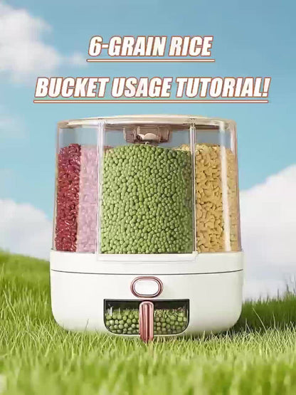 Rotating Grain Food Storage Organizer with Six Compartments and 13lb or 22lb Capacity Options